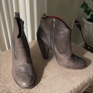 Frye Dark Brown Leather Ankle Booties